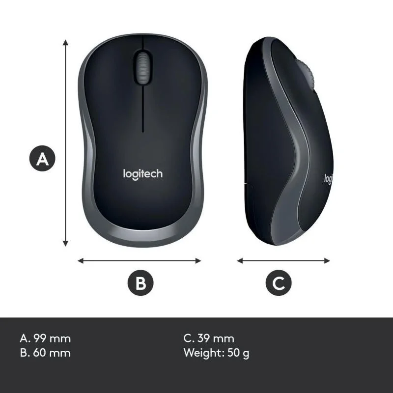 MOUSE USB OPTICAL WRL M185/GREY 910-002238 LOGITECH