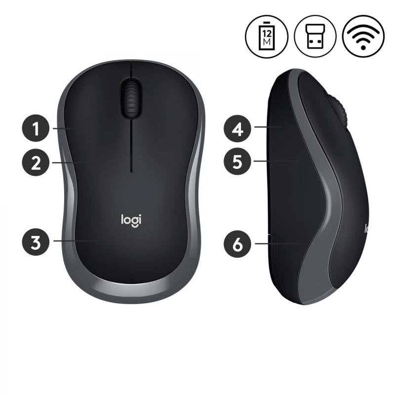 MOUSE USB OPTICAL WRL M185/GREY 910-002238 LOGITECH MOUSE USB OPTICAL WRL M185/GREY 910-002238 LOGITECH