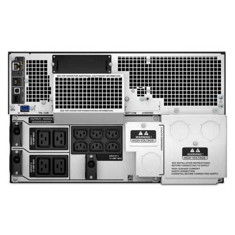 APC Smart-UPS On-Line SRT8KRMXLI - 8kW/VA, 6x C13 + 4x C19 + hardwire 1phase output, rack mountable, Embedded NMC APC Smart-UPS On-Line SRT8KRMXLI - 8kW/VA, 6x C13 + 4x C19 + hardwire 1phase output, rack mountable, Embedded NMC