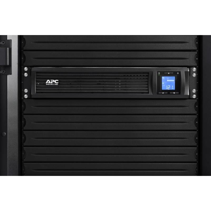 Smart-UPS C, Line Interactive, 1000VA, Rackmount 2U, 230V, 4x IEC C13 outlets, SmartConnect port, USB and Serial communication, AVR, Graphic LCD