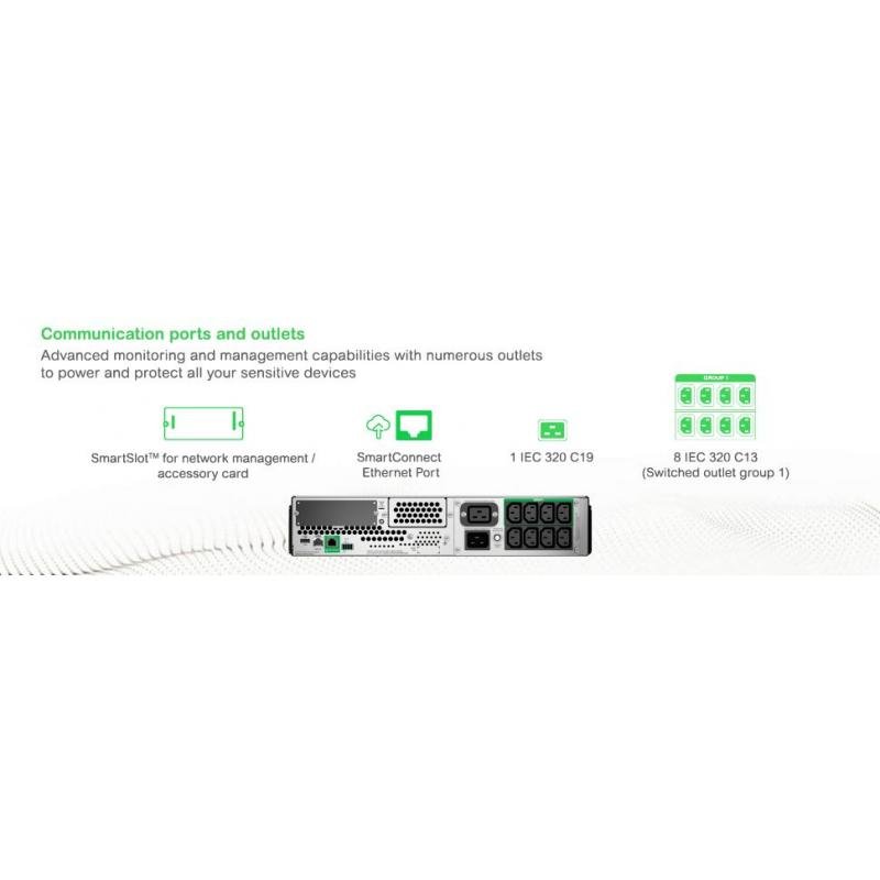 APC Smart-UPS SMT3000RMI2UC- 8x C13, 1x C19, USB, Rackmount 2U, SmartConnect, 3000VA APC Smart-UPS SMT3000RMI2UC- 8x C13, 1x C19, USB, Rackmount 2U, SmartConnect, 3000VA